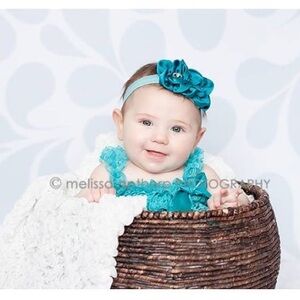 Elegant Teal Baby Headband with Floral Accent